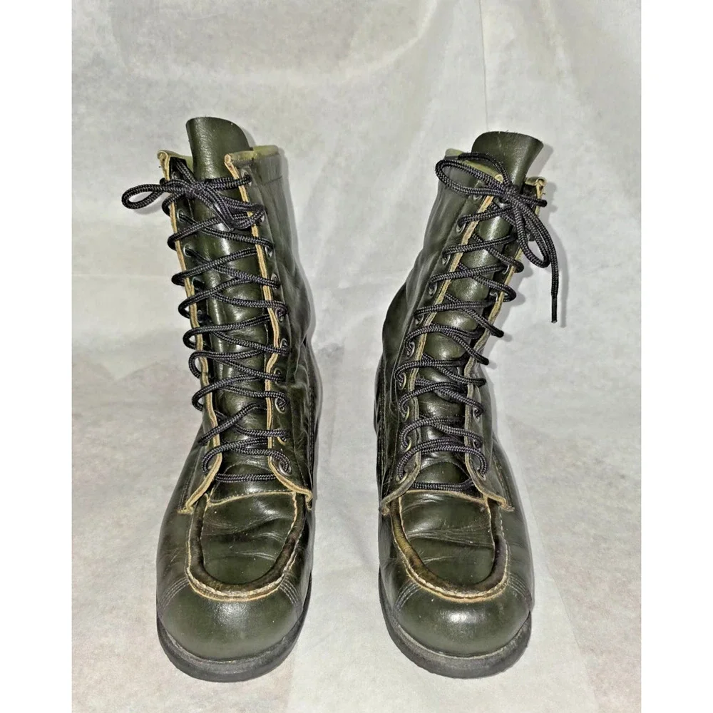 VTG Browning The Sportsman’s Boot Green Leather Lace Up Hunting Boots USA 7.5 A